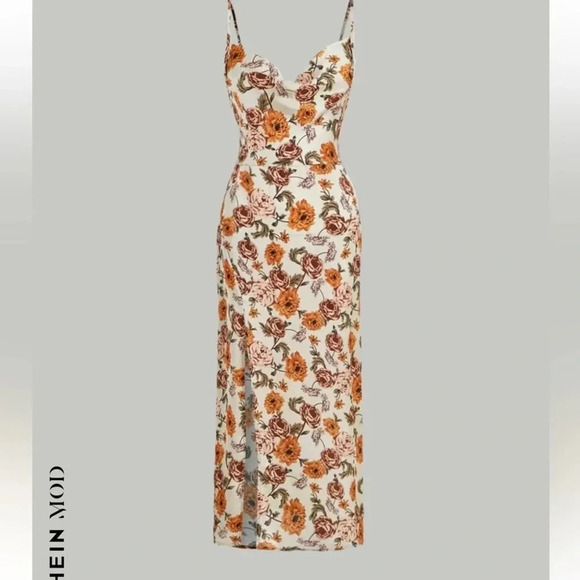 SHEIN Women's Floral Print Spaghetti Strap Midi Dress Multicolor L - Picture 10 of 16